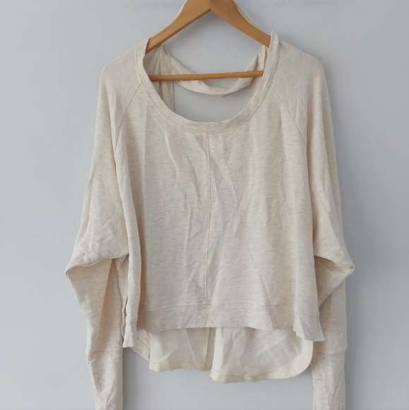 Anthropologie Daily Practice Light Sand Arvon Open Back Sweatshirt New - Picture 4 of 6